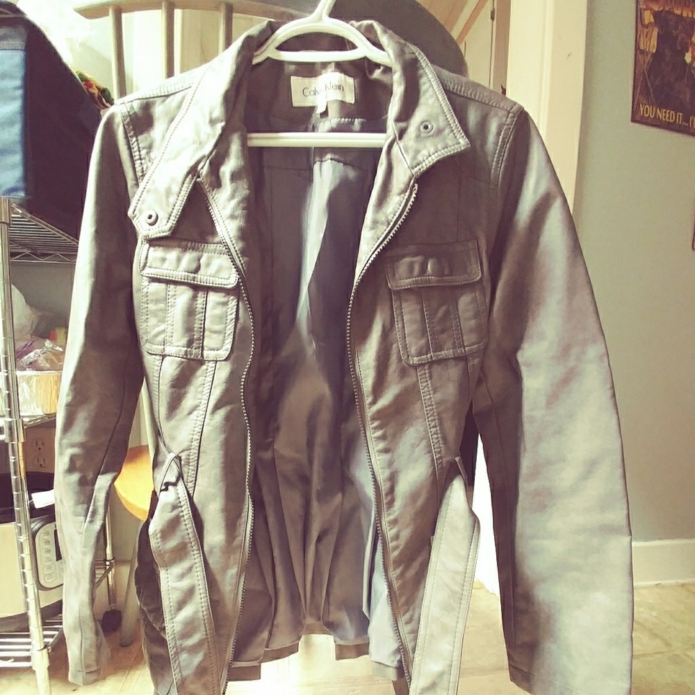 Calvin Klein grey pleather jacket